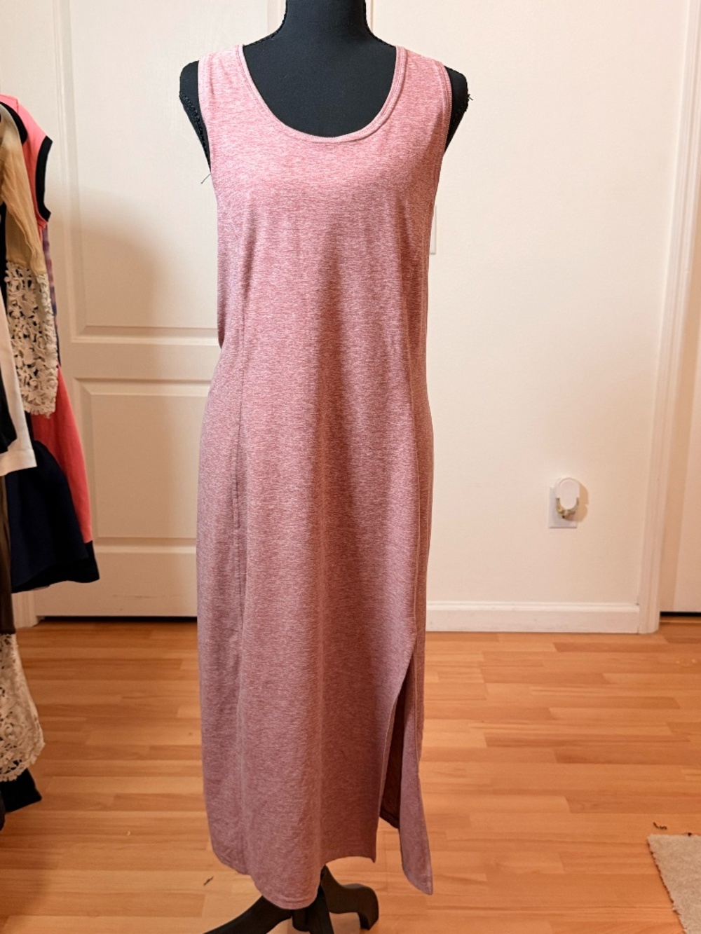 Fabletics Heathered Pink Athleisure Maxi Tank Dress